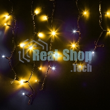 Гирлянда Neon-night Айсикл (бахрома) светодиодный, 4,0 х 0,6 м, с эффектом мерцания, черный провод каучук, 230 В, диоды желтые,