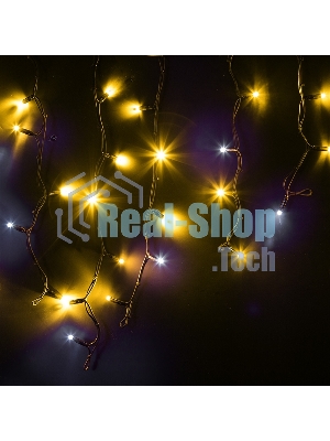 Гирлянда Neon-night Айсикл (бахрома) светодиодный, 4,0 х 0,6 м, с эффектом мерцания, черный провод каучук, 230 В, диоды желтые,