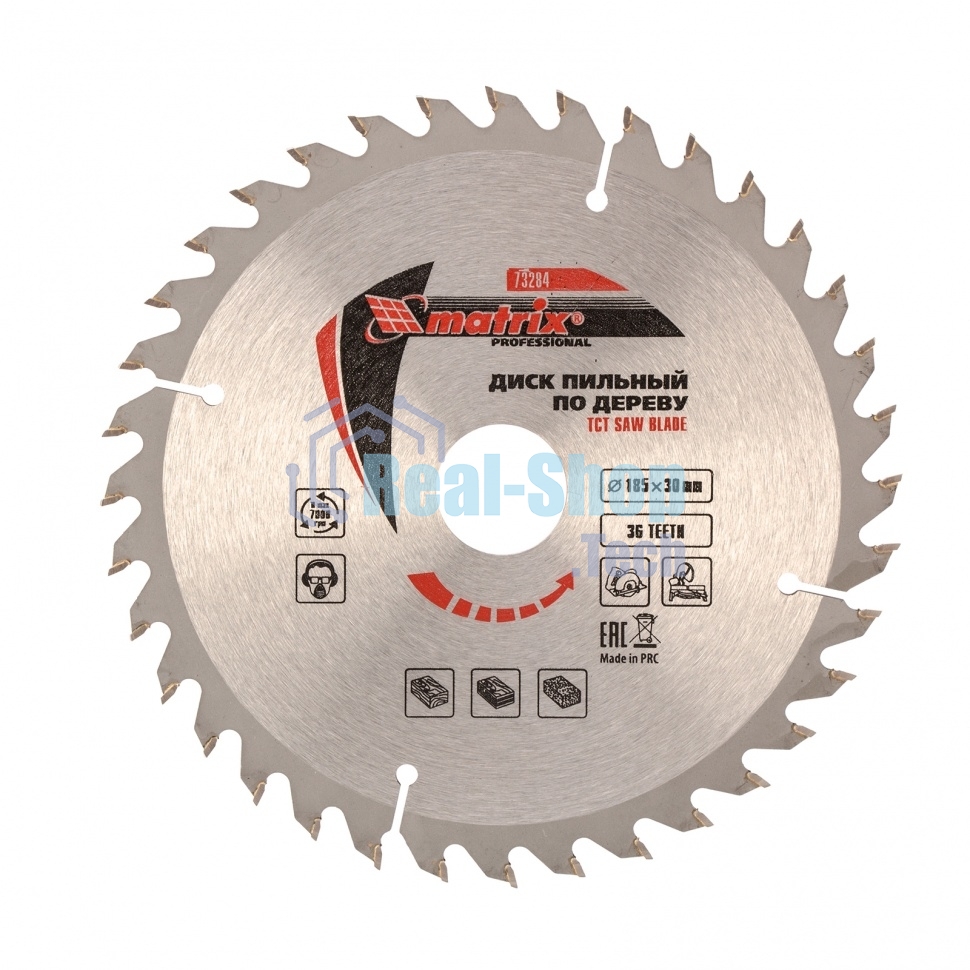 Пильный диск Matrix по дереву, 185x30мм, 36 зубьев Professional