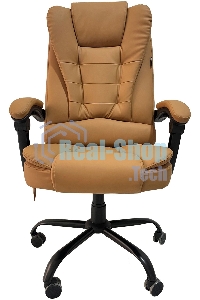 Кресло компьютерное с вибромассажем Cactus CS-CHR-OC05M-BR бежевый, эко.кожа, с подголов. крестов. пластик черный