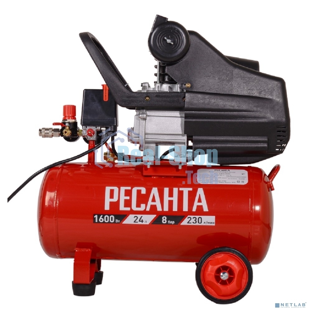 Компрессор поршневой Ресанта КП-24/230М масляный 230л/мин 24л 1600Вт красный/черный