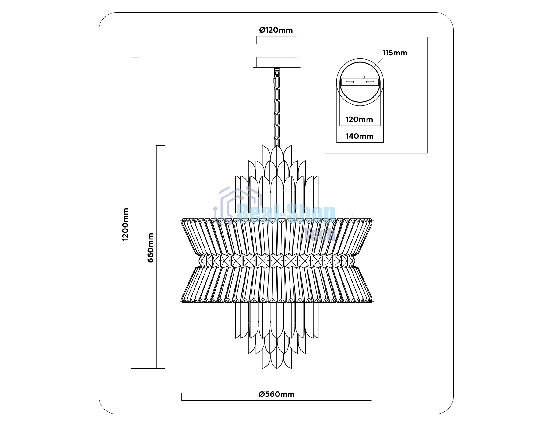 Люстра Ambrella light LH41017/12 BS/CL латунь/прозрачный E14*12 max 40W D560*660