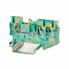 Клемма заземления VPR-2.5-TWIN-PE-YG, зажим push-in, 3 точки подключения, 2.5 кв.мм