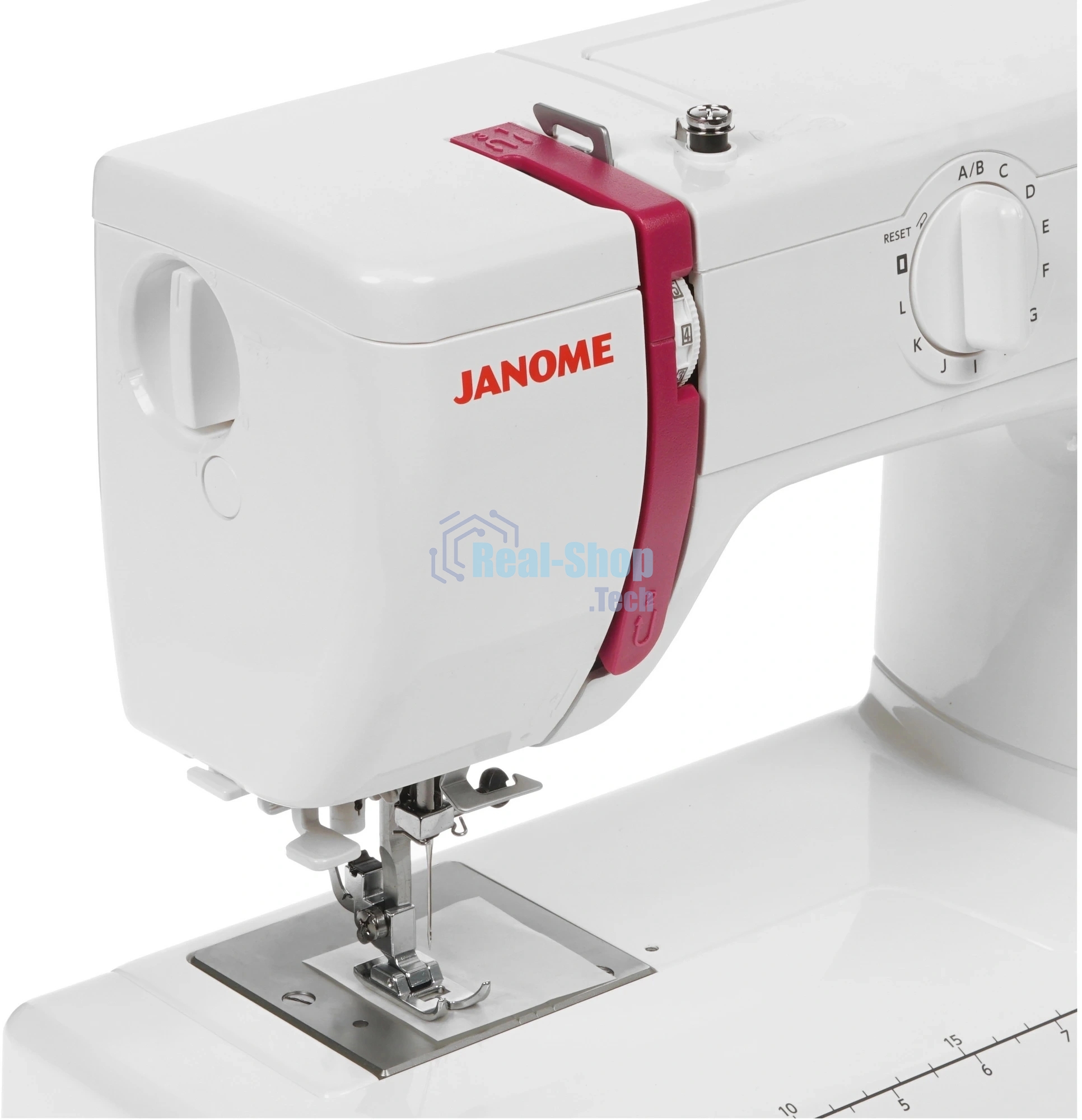 Швейная машина Janome Q-23P белый/рисунок, электромеханическая, вертикальный качающийся, 24 операции, автоматическая петля