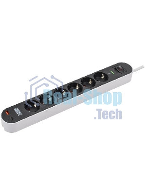 Фильтр сетевой СФ-06К 16А USB A+C 20Вт 1,5м 3х1,5мм2 черный