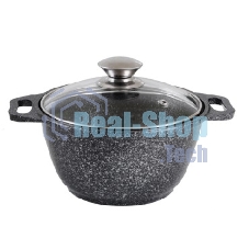 Кастрюля Kukmara КМТ22а, 2,0 л. темный мрамор, стеклянная крышка.
