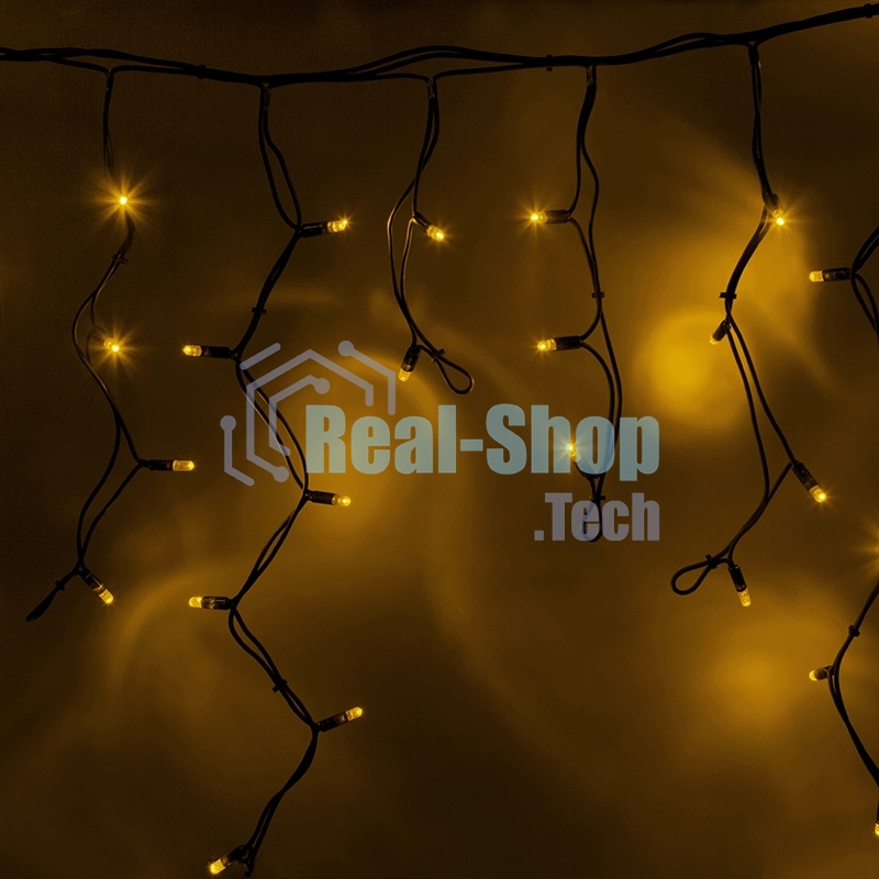 Гирлянда Neon-night Айсикл (бахрома) светодиодный, 4,0 х 0,6 м, черный провод каучук, 230 В, диоды желтые, 128 LED