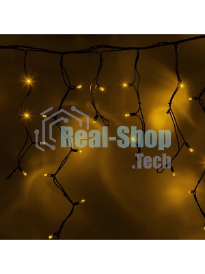 Гирлянда Neon-night Айсикл (бахрома) светодиодный, 4,0 х 0,6 м, черный провод каучук, 230 В, диоды желтые, 128 LED
