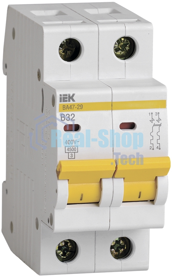Выключатель автоматический модульный 2п B 32А 4.5кА ВА47-29 ИЭК MVA20-2-032-B