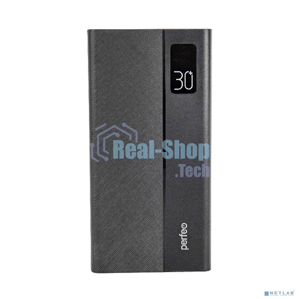 Портативный аккумулятор Perfeo Powerbank MOUNTAINS 30000 mAh/LED дисплей/PD + QC 3.0/Type-C/4 USB/Выход: 3A, max 22.5W/черный (PF_D0161)
