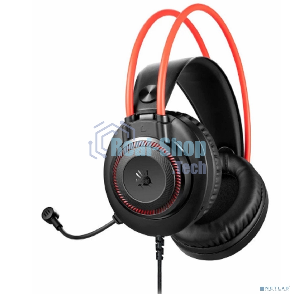 Гарнитура проводная с микрофоном A4Tech Bloody G200S черный/красный 2м мониторные USB оголовье (G200S USB/BLACK +RED)