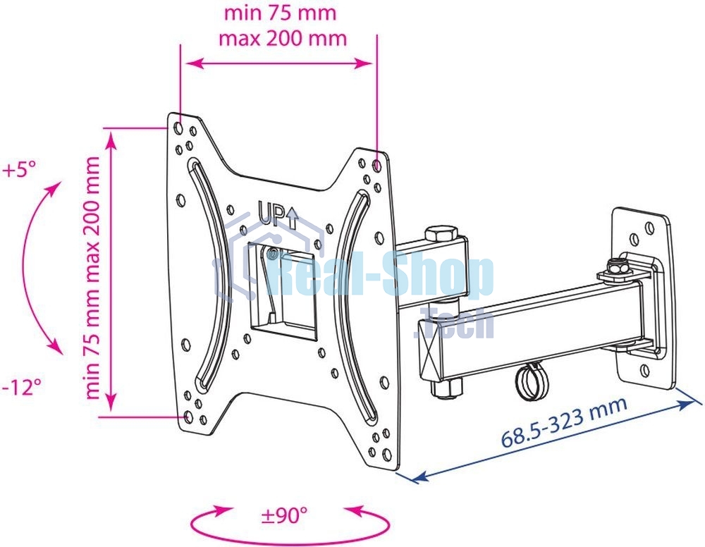 Крепеж Kromax OPTIMA-204 черный Кронштейн для LED/LCD телевизоров 15