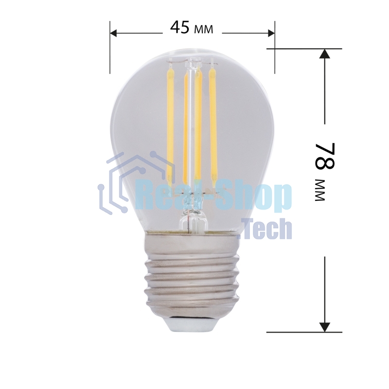 Лампа светодиодная филаментная Rexant Шарик GL45 9.5 Вт 950 Лм 4000K E27 прозрачная колба