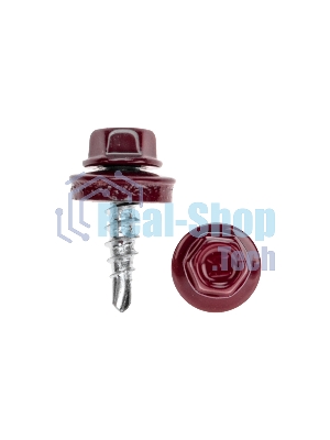 Саморез кровельный Kranz 4,8х19, окрашенный RAL 3005, короб (250 шт/уп)