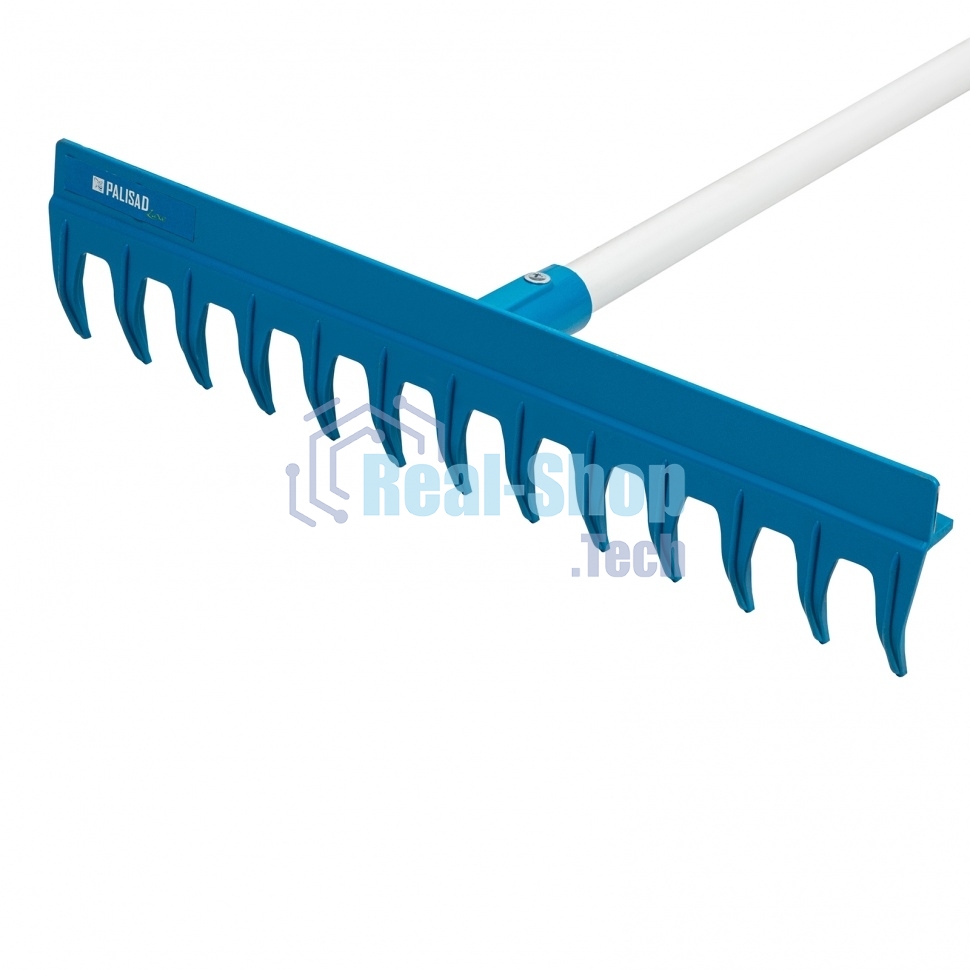 Грабли пластиковые, 430 мм, 13 прямых зубьев, усиленные, металлический черенок, LUXE Palisad