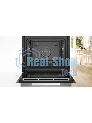 Духовой шкаф Bosch HSG7361B1 Home Connect!! Serie 8, черный, 21 режим + комбинированные режимы, функция приготовление на пару 100%, 4-слойное остекление, 3 цветных текстовых TFT-дисплея 2,5
