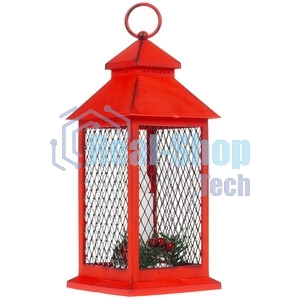 Декоративный фонарь Neon-night со свечкой, красный корпус, размер 13.5х13.5х30,5 см, цвет теплый белый