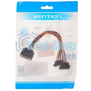 Кабель питания-разветвитель Vention SATA 15pin M/2 x SATA 15pin F угол 90 - 0.15м KDBBB