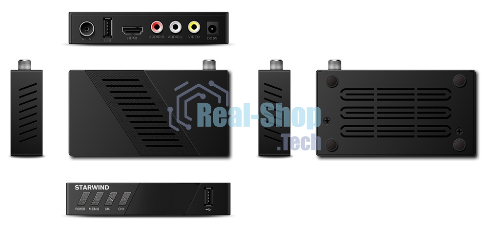 Ресивер DVB-T2 Starwind CT-140 черный