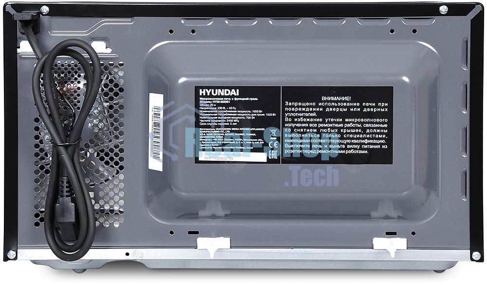 Микроволновая печь Hyundai HYM-M2061 черный, 20 л, 700 Вт, переключатели - кнопки, поворотный механизм