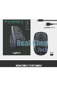 Мышь беспроводная Logitech MX Anywhere 2S графитовый, 4000 dpi, радиоканал, Bluetooth, USB, кнопки - 7