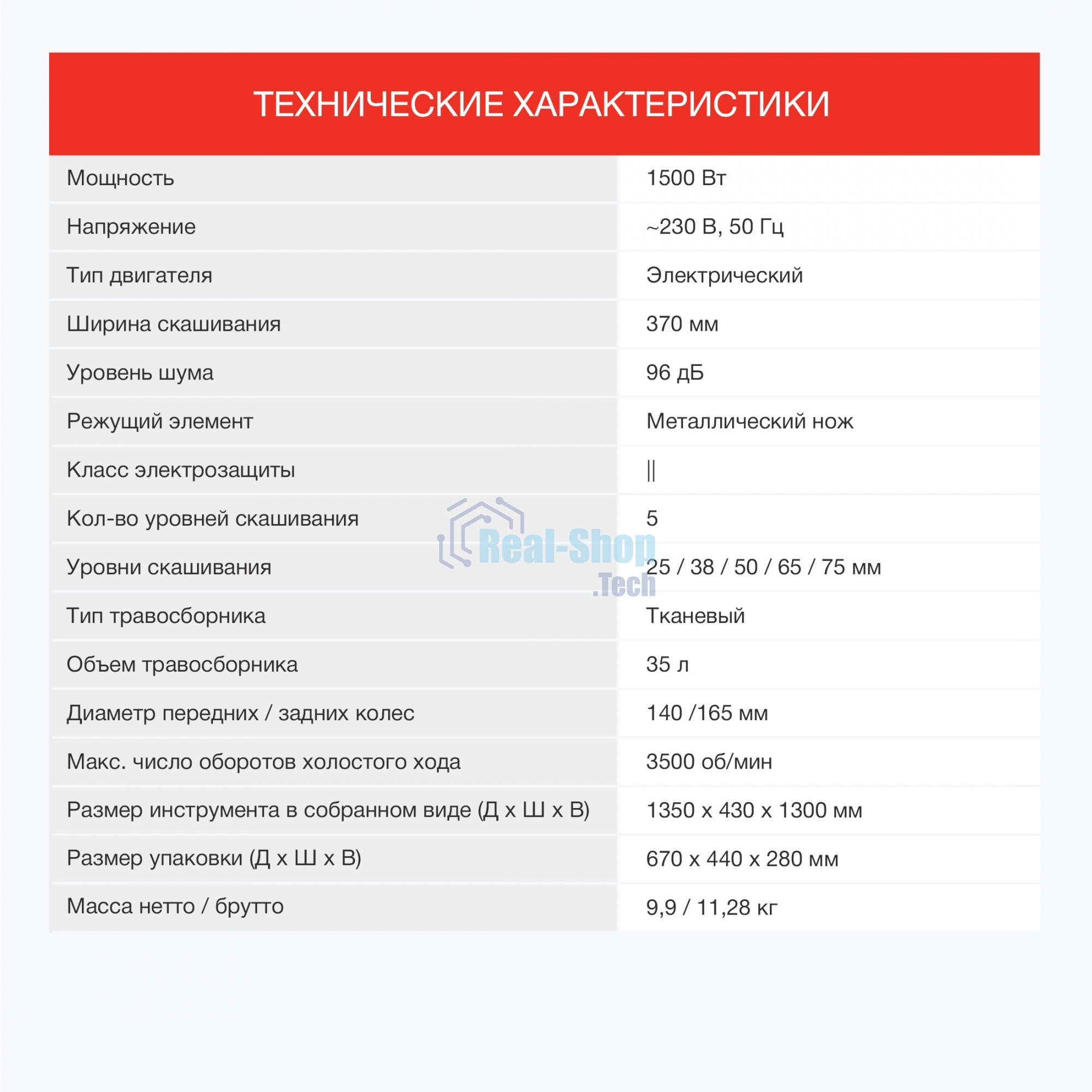 Газонокосилка роторная Starwind ELM-1500 1500Вт