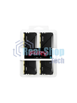 Оперативная память Kingston Fury Renegade, DDR4, 32GB (2x16GB), 3200MHz, CL16, DIMM, с радиатором, RGB, серебристый/черный