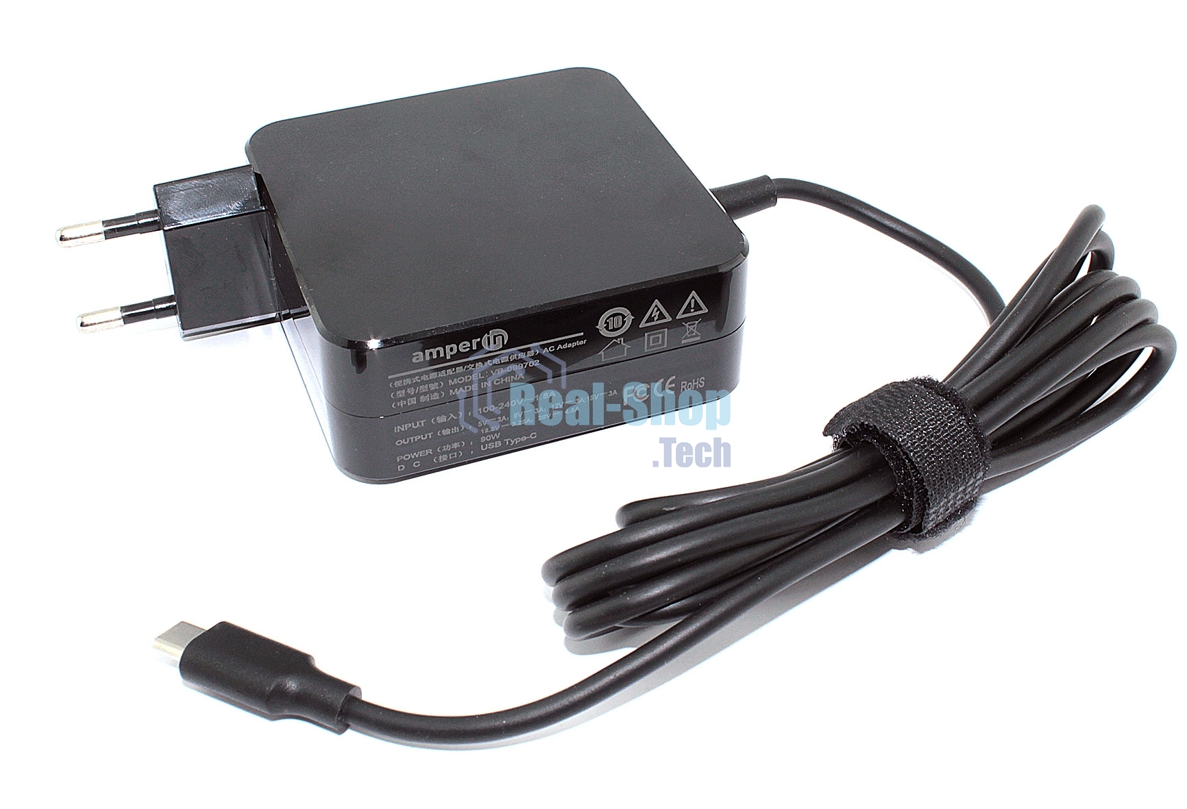 Блок питания (сетевой адаптер) Amperin 5V 3A - 20V 4,5A 90W Type-C, квадратный корпус