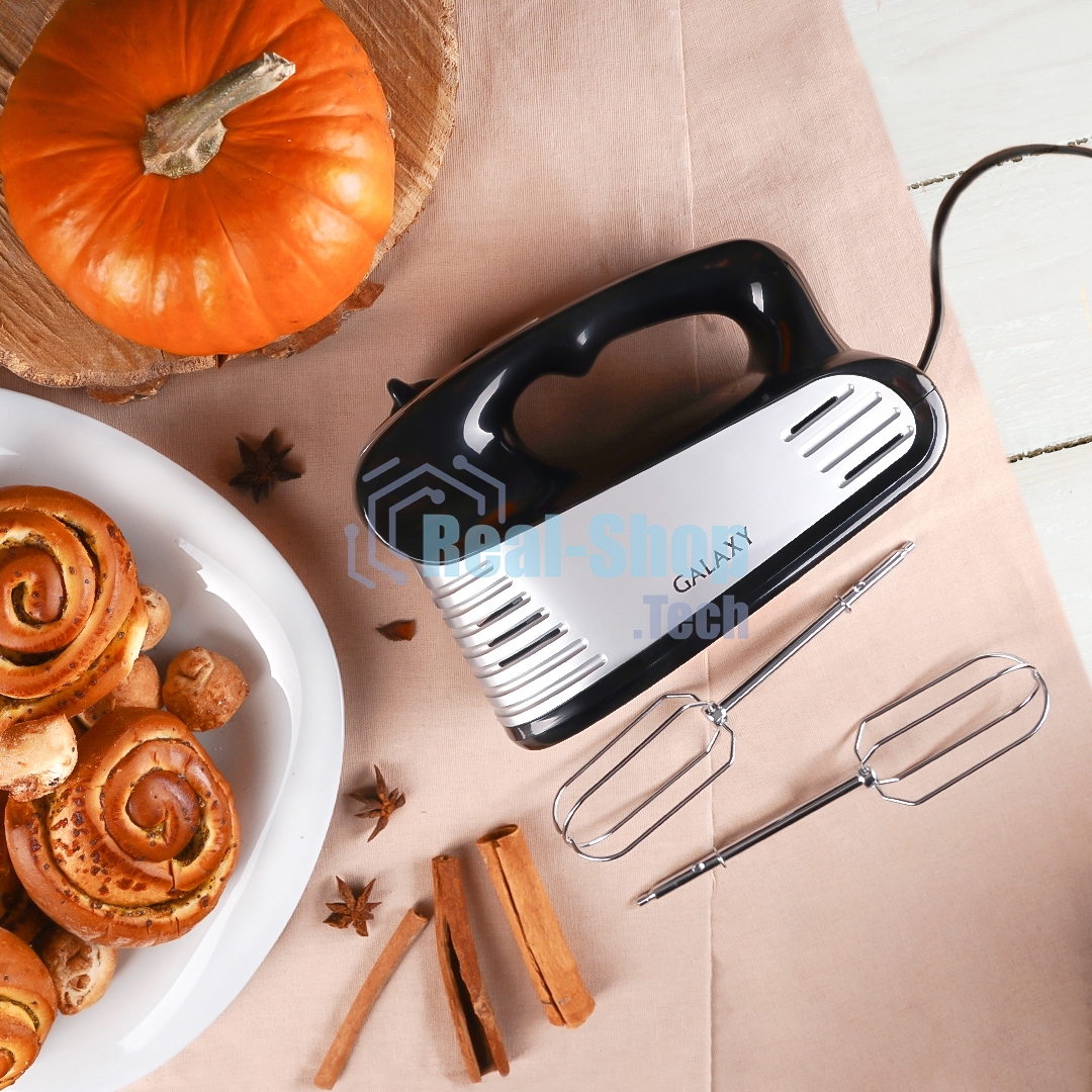 Миксер электрический Galaxy GL 2208, черный с серебристым, ручной, 250 Вт, 5 скоростей + режим 