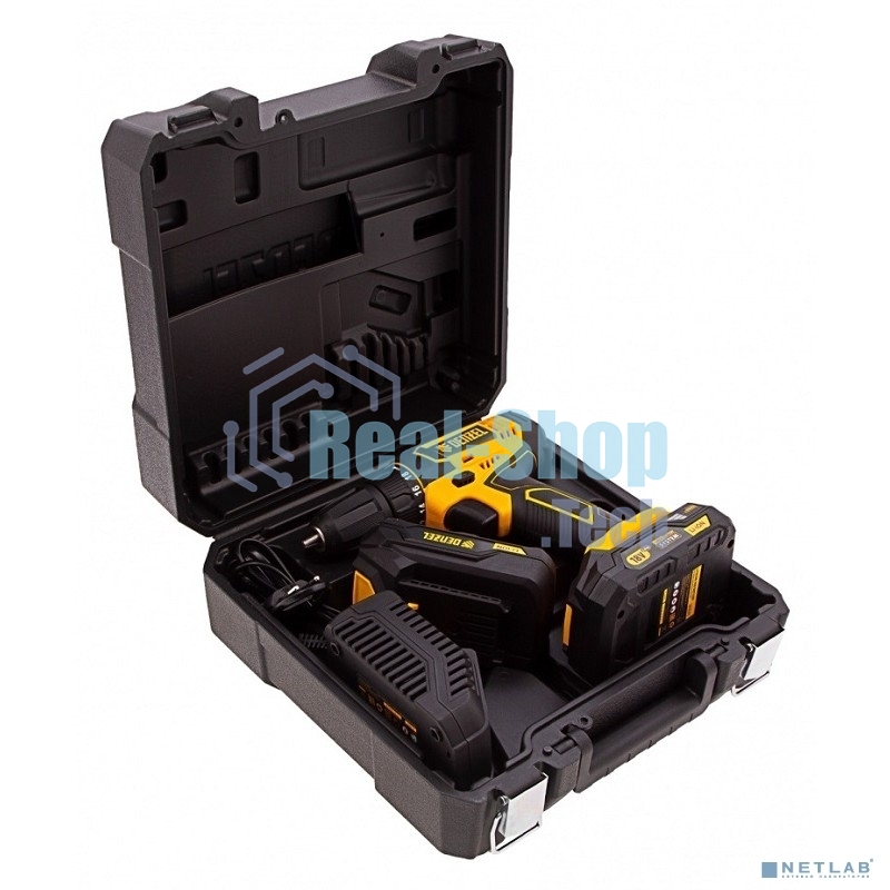 Дрель-шуруповерт аккумуляторная Denzel CDL-18-02BM, 18В, 2 АКБ, Кейс