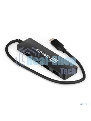 USB-концентратор 4-в-1 ExeGate DUB-4CP/3 (кабель-адаптер USB Type C --> 4xUSB3.0, Plug&Play, черный)