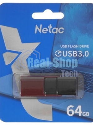 Флешка USB Netac U182 (NT03U182N-064G-32RE), 64Gb, USB 3.0, R/W 70/30, красный/черный