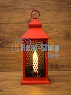 Декоративный фонарь Neon-night со свечкой, красный корпус, размер 13.5х13.5х30,5 см, цвет теплый белый