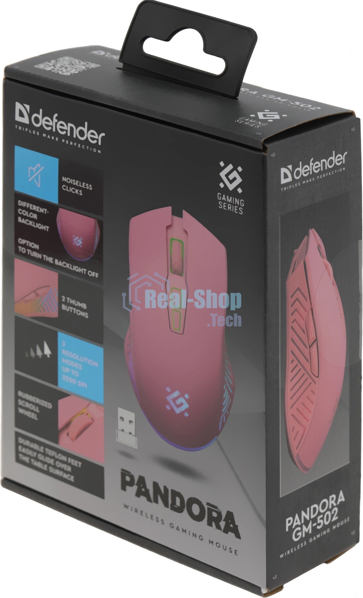 Мышь беспроводная Defender Pandora GM-502 розовый, 3200 dpi, радиоканал, USB, кнопки - 7