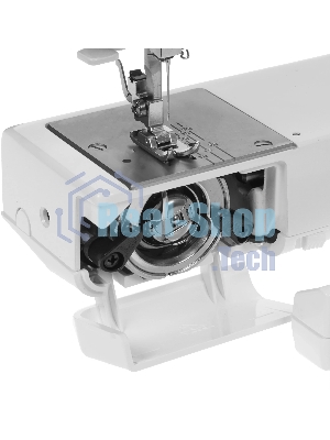 Швейная машина Janome Q-23P белый/рисунок, электромеханическая, вертикальный качающийся, 24 операции, автоматическая петля