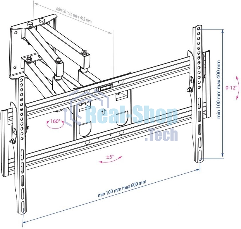 Кронштейн для телевизора Arm Media PT-16 NEW черный 22