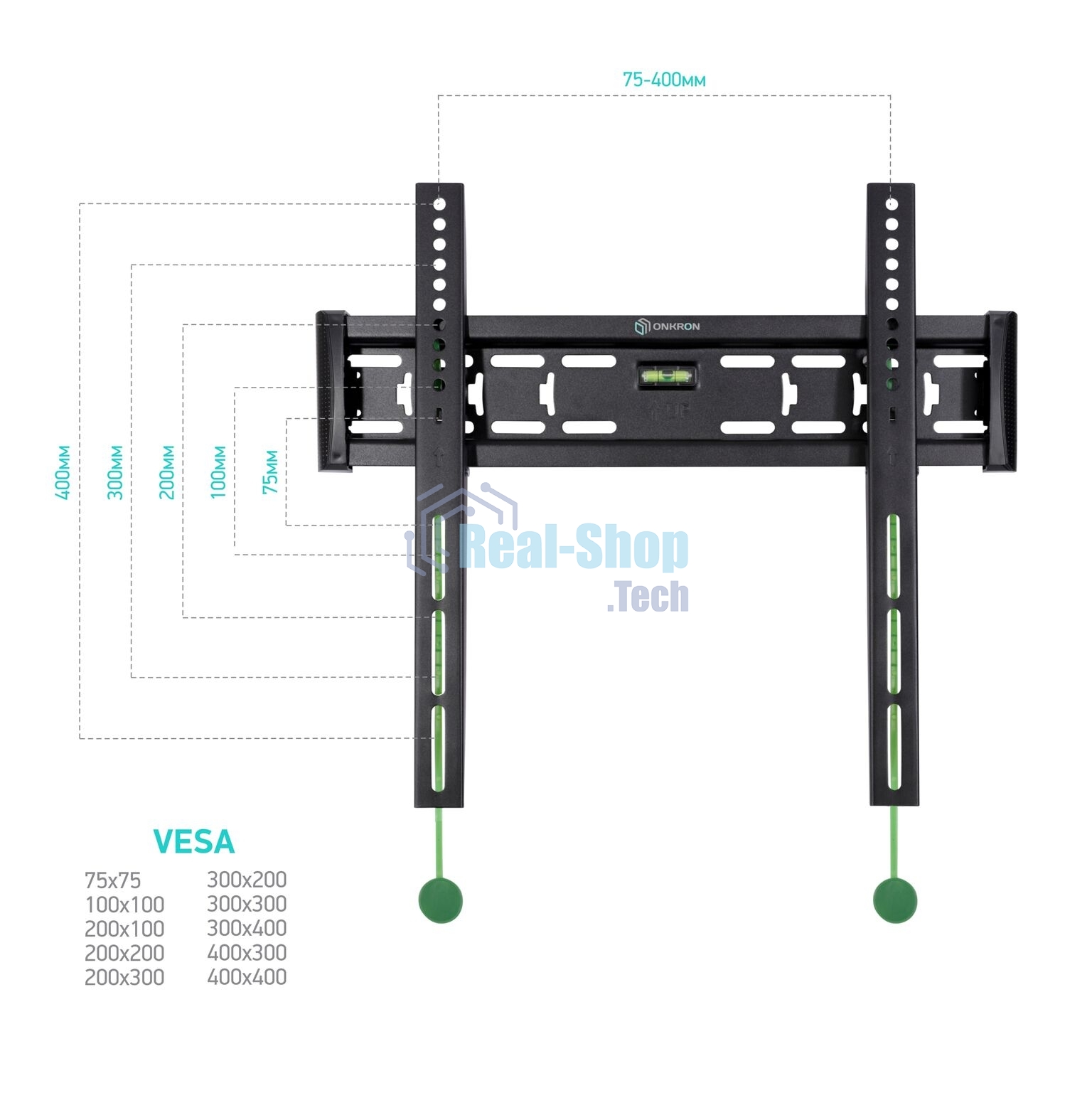 Кронштейн ONKRON FM5/32-55'' макс 400x400 наклон 0º от стены: 29мм макс вес 56,8кг