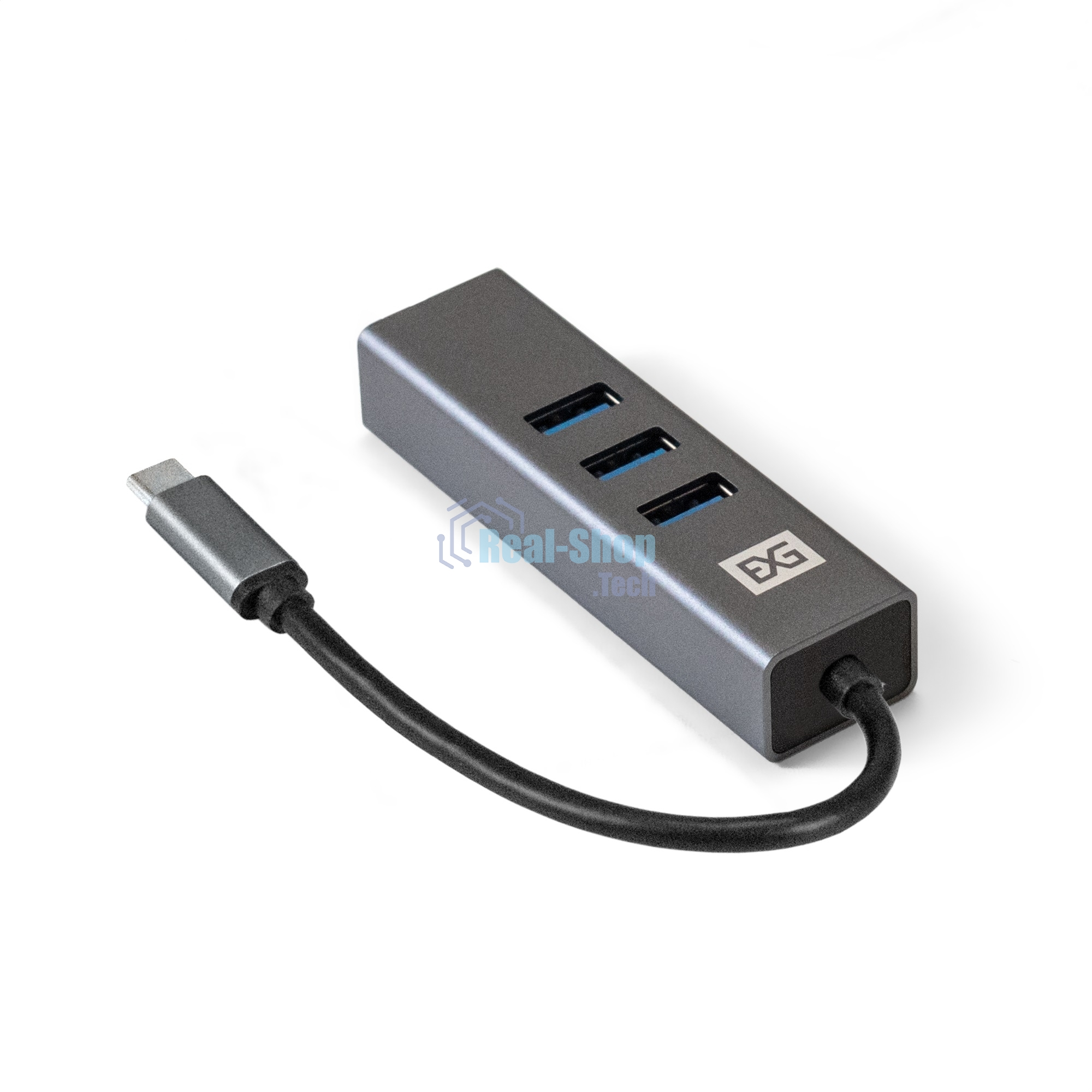 USB-концентратор ExeGate DUB-4TC (кабель-адаптер USB Type C --> 4xUSB3.0, Plug&Play, серебристый)