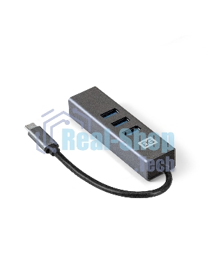 USB-концентратор ExeGate DUB-4TC (кабель-адаптер USB Type C --> 4xUSB3.0, Plug&Play, серебристый)