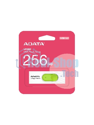 Флешка USB ADATA UV320 (AUV320-256G-RWHGN), 256Gb, USB 3.2 Gen1, R/W 100/30, белый/зеленый