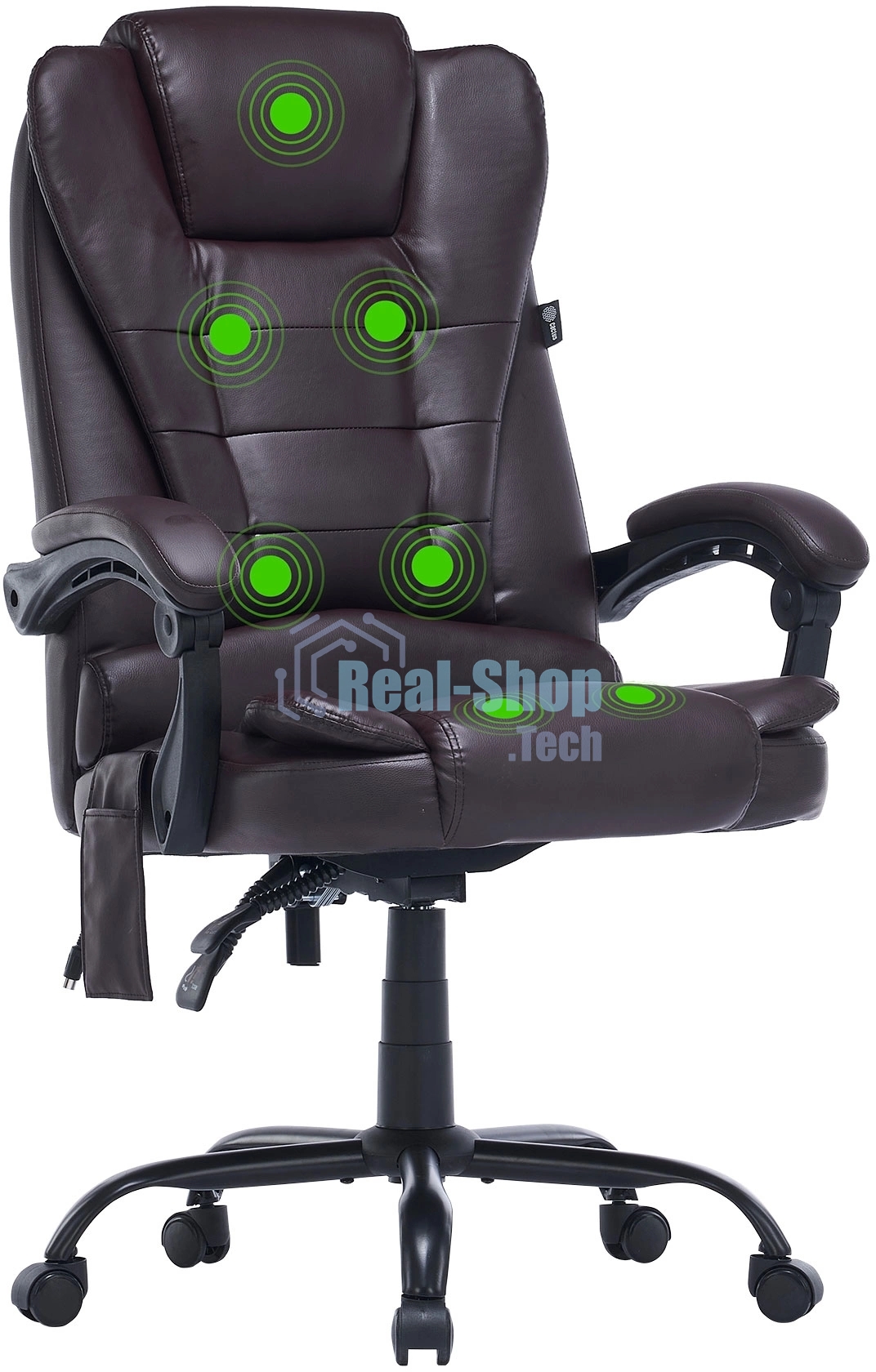 Кресло компьютерное Cactus CS-CHR-OC03M-BR темно-коричневый, эко.кожа, с подголовником