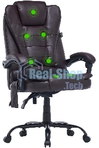 Кресло компьютерное Cactus CS-CHR-OC03M-BR темно-коричневый, эко.кожа, с подголовником