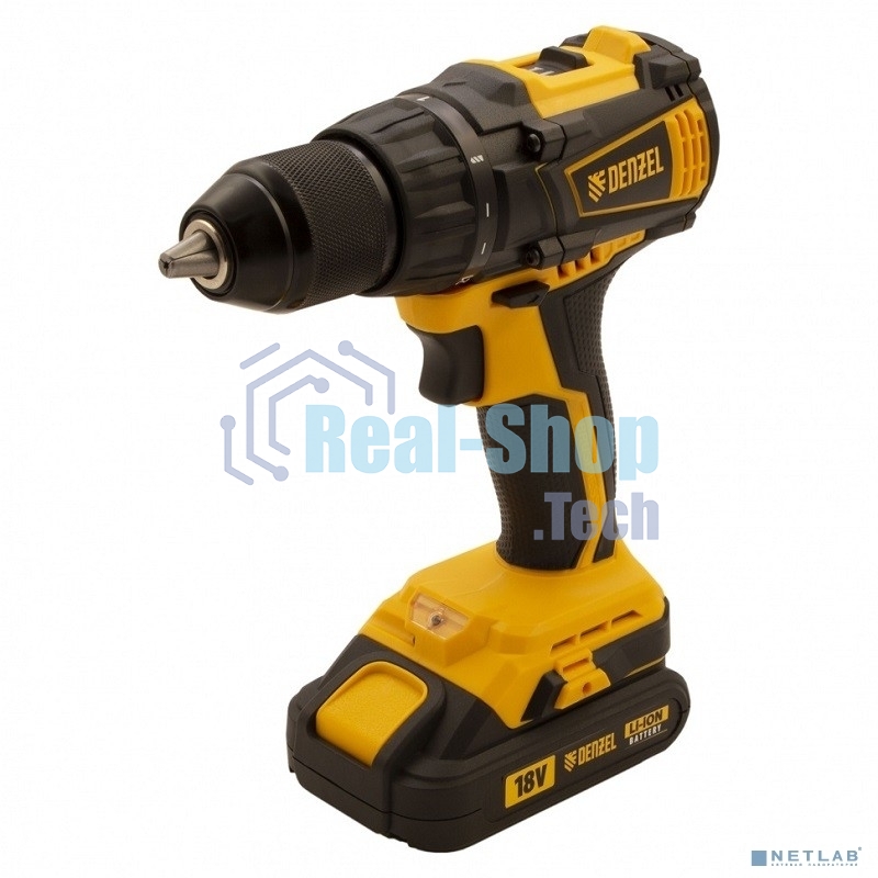 Дрель-шуруповерт аккумуляторная Denzel BLDL-IB-18-02, 18В, 2 АКБ, Кейс