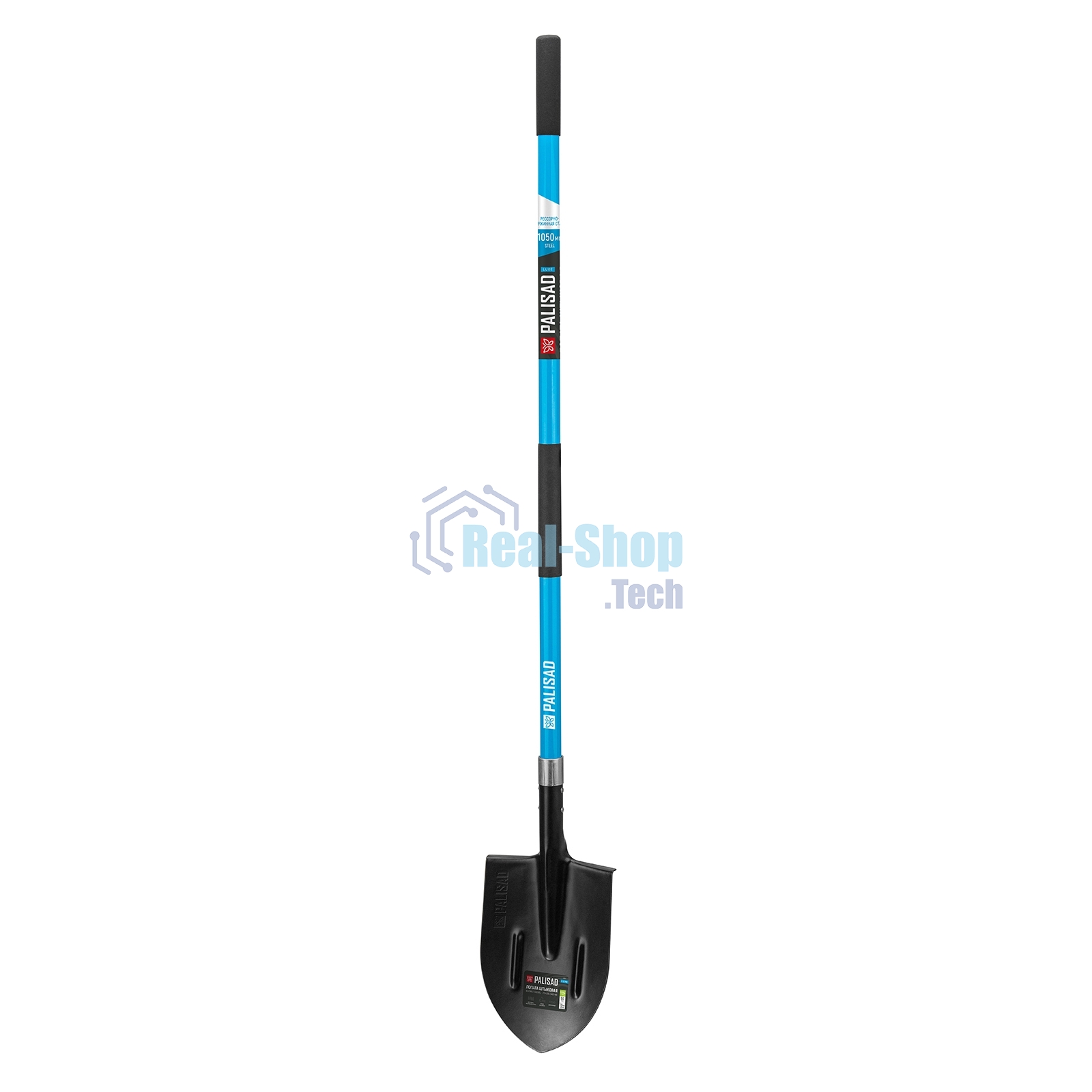 Лопата штыковая, 210х295х1490 мм, фибергласовый черенок, ПВХ накладка, LUXE Palisad