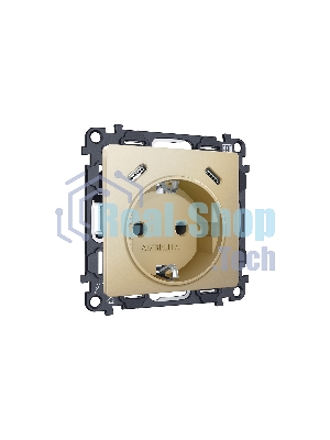 Комплект механизма электрической розетки 2USB С+C 20W (быстрая зарядка) с/з на винтовых зажимах 16A-250V ALFA Шампань QUANT (AP6105, VM165) MA610510