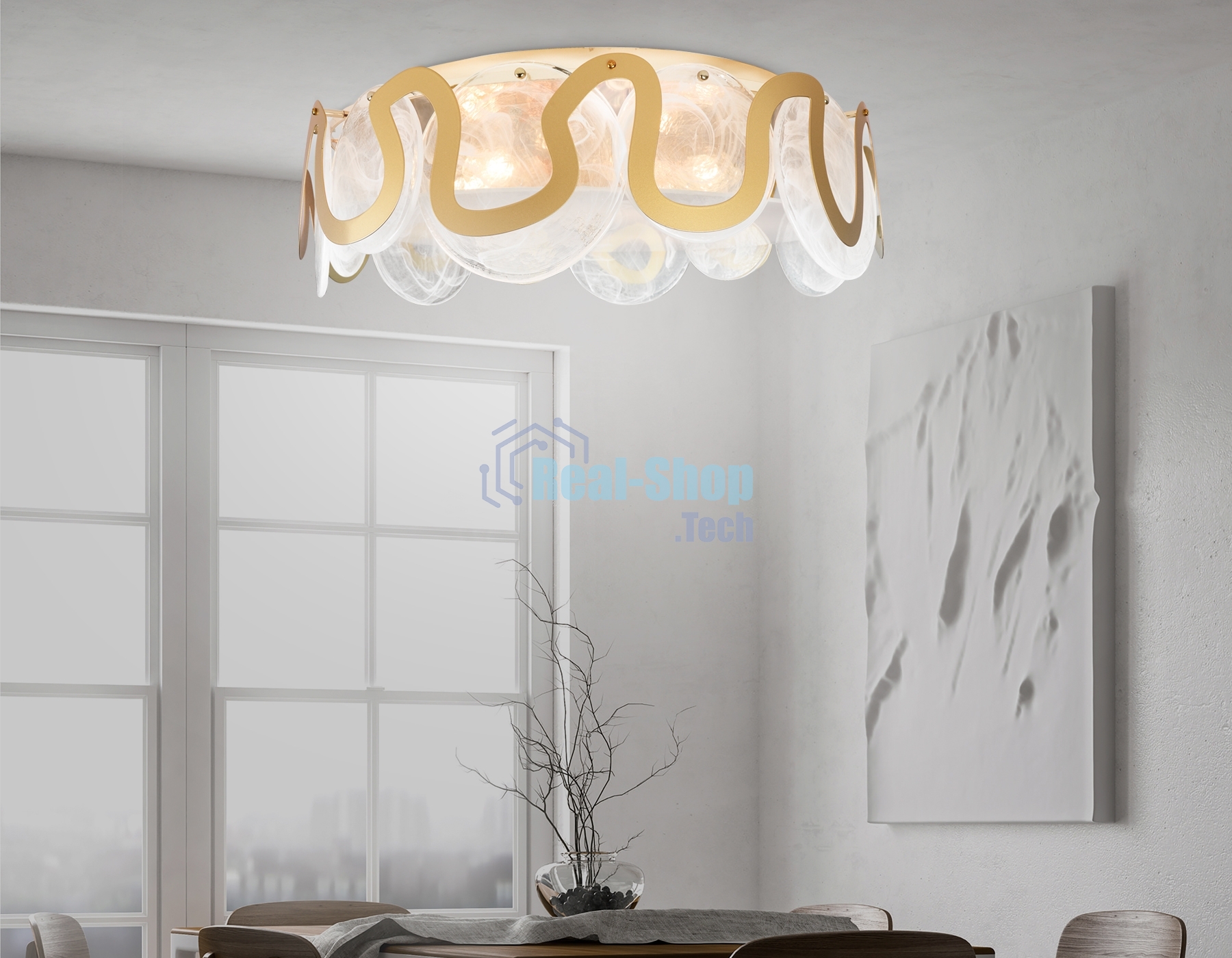 Светильник Ambrella light TR5327/6 GD/FR золото/белый матовый E14/6 max 40W D606*230