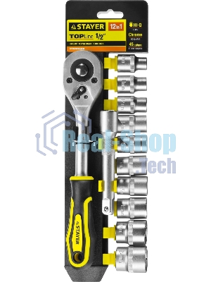 Набор головок STAYER 27750-H12  standard: 1/2 на пластиковом рельсе трещотка удлинитель 10-24мм 12ш
