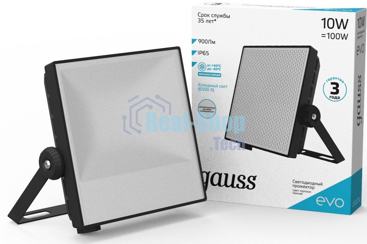 Прожектор светодиодный Gauss EVO 10W 900 lm IP65 6500К, IK04, черный 1/30