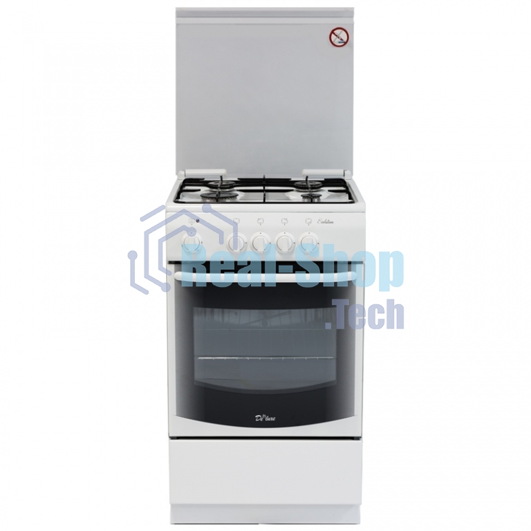Плита газовая De Luxe 5040.37Г (КР) белый, конфорок 4 шт, духовка 43 л, 50 см x 85 см x 50 см