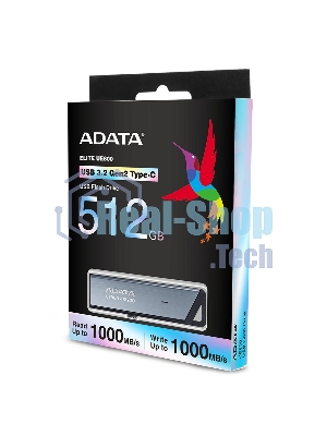Флешка USB ADATA UE800 (AELI-UE800-512G-CSG), 512Gb, Type-C USB 3.2, R/W 1000/1000, серебристый